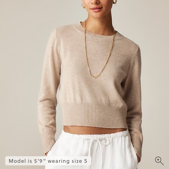 J Crew Cashmere shrunken crewneck sweater - heather stone - Picture 1 of 3